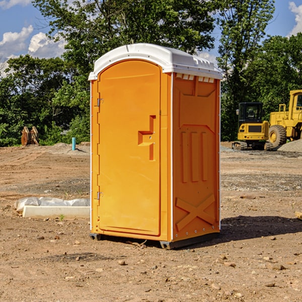 how often are the portable restrooms cleaned and serviced during a rental period in Gaines